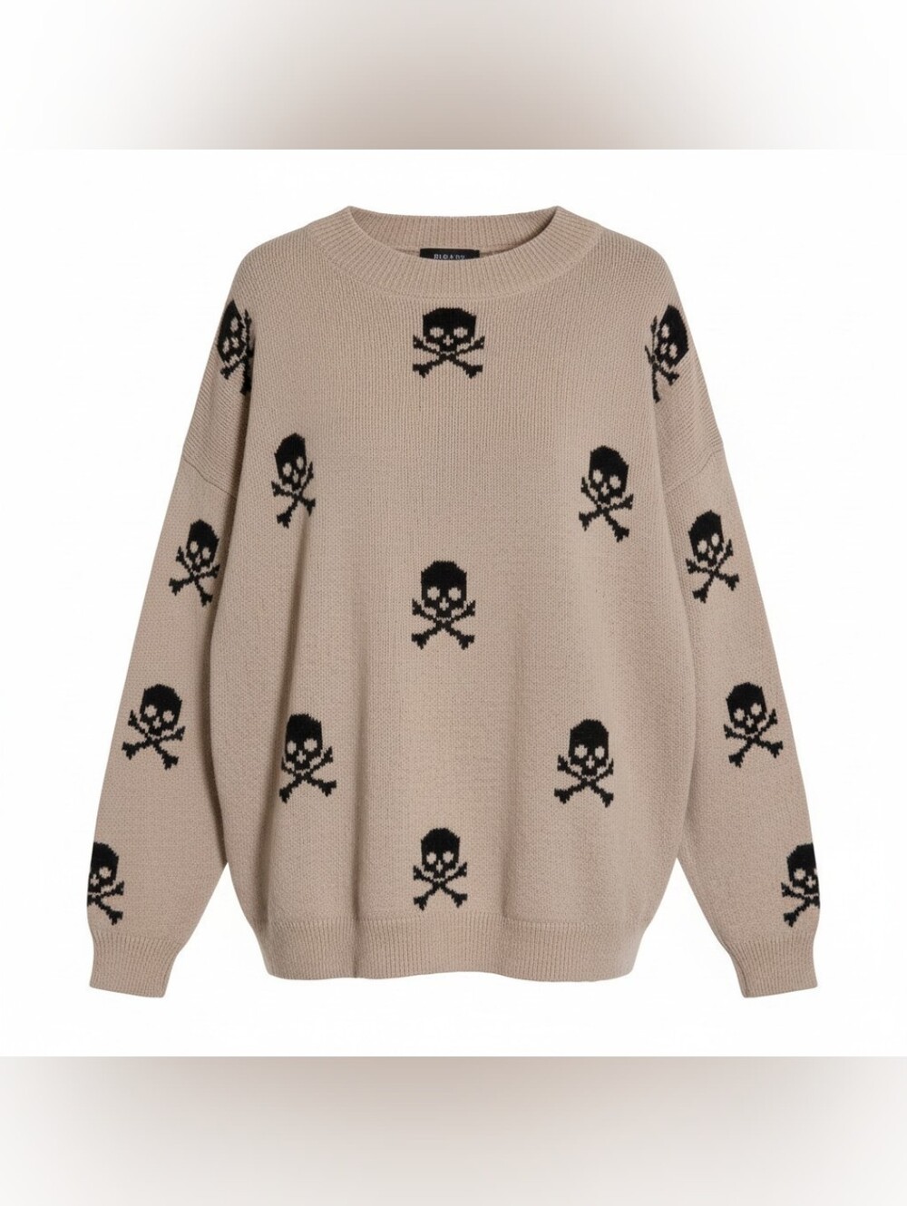 No Boundaries Skull-Print Beige Women’s XXXL (21) Sweater Grunge Goth
